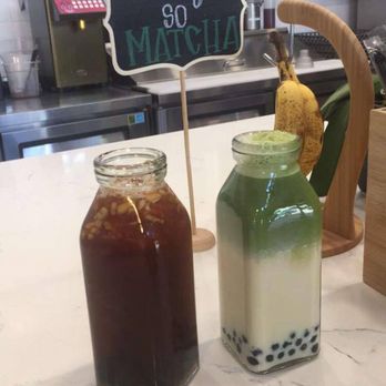 Plentea - The apple black tea with boba and the matcha latte with boba! - Bubble Tea Near Me - Berkeley, California