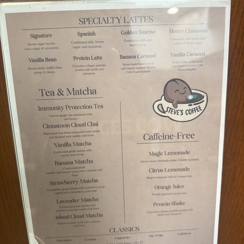 Steve's Coffee - menu - Coffee & Tea Near Me - Rancho Cucamonga, California