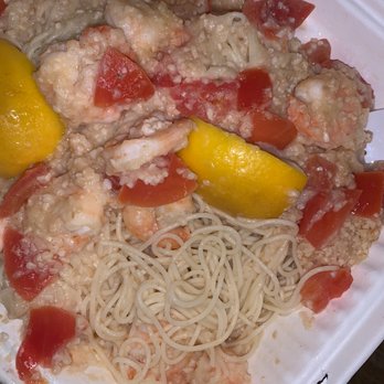 Anchor Pub & Grille - Shrimp scampi, but really spaghetti and a bunch of minced garlic In a tasteless sauce. - Seafood Near Me - Beverly, Massachusetts