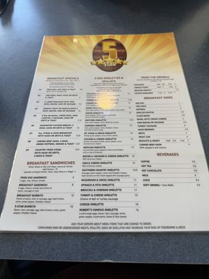 Menu photo 1 5 Star Restaurant Eastpointe, MI Menu photo 1 5 Star Restaurant Eastpointe, MI