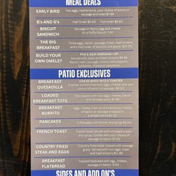Patio 52 - Menu for breakfast