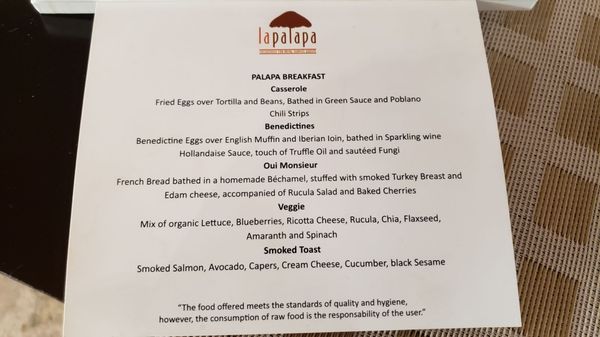 Menu photo 1 La Palapa Playa del Carmen, ROO