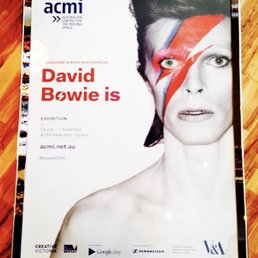Large David Bowie museum print framed with plexiglass and mirror frame. Large David Bowie museum print framed with plexiglass and mirror frame.