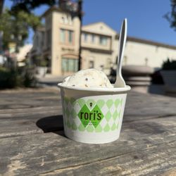 Rori's Artisanal Creamery - Double scoop of Honey Almond Crunch and Malted Milk Ball