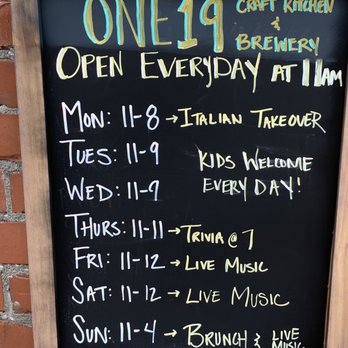 One19 Craft Kitchen and Brewery - Hours - Breweries Near Me - Dickson, Tennessee One19 Craft Kitchen and Brewery - Hours - Breweries Near Me - Dickson, Tennessee