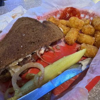 John's Korner Bar & Grill - 1/2 of My patty melt and tater tots - Bars Near Me - Toledo, Ohio John's Korner Bar & Grill - 1/2 of My patty melt and tater tots - Bars Near Me - Toledo, Ohio