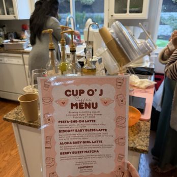 Cup O’ J Espresso - Custom menu for girl baby shower - Coffee & Tea Near Me Cup O’ J Espresso - Custom menu for girl baby shower - Coffee & Tea Near Me