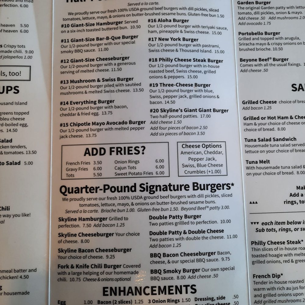 Skyline Restaurant - Menu - Burgers Near Me - Portland, Oregon Skyline Restaurant - Menu - Burgers Near Me - Portland, Oregon