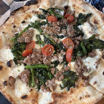 Wood Stack Pizza Kitchen - Metuchen - Delicious broccoli rabe and tomatoes on a great pie - Pizza Near Me - Metuchen, New Jersey Wood Stack Pizza Kitchen - Metuchen - Delicious broccoli rabe and tomatoes on a great pie - Pizza Near Me - Metuchen, New Jersey