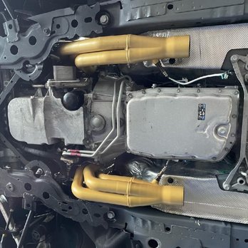 Bmore Kreative Custom Coatings - Mounted gold cerakote headers - Powder Coating Near Me - Elkridge, Maryland