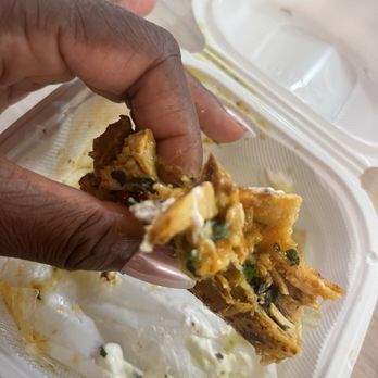 Not Yo Tacos - 1/2 eaten Parmesan-crusted Enchilada Chicken Taco ($8) So good! - Soul Food Near Me - Los Angeles, California