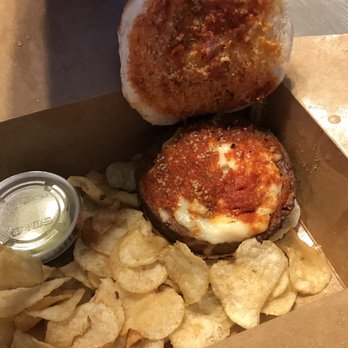 The Gentle Giant Cafe - Beyond Pizza Burger with mozzarella cheese - Vegan Near Me - Pitman, New Jersey