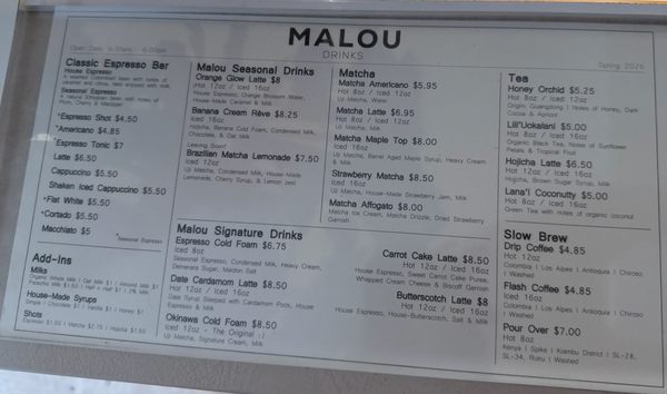 Menu photo 1 Malou Coffee Los Angeles, CA