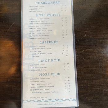 Creekside Fine Grill - Menu - Wine Bars Near Me - Wylie, Texas