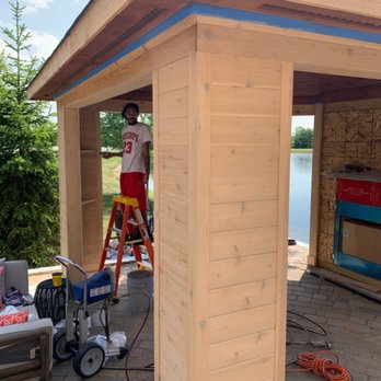 Polyverse Solutions - Cedar gazebo with semi-transparent acrylic stain - Painters Near Me Polyverse Solutions - Cedar gazebo with semi-transparent acrylic stain - Painters Near Me