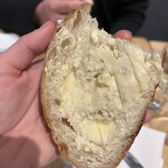 Le Pied Bleu - Delicious bread and butter - we had to ask for the butter because they didn't give us any - Tapas/Small Plates Near Me - Quebec City, Quebec