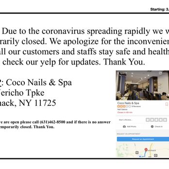 Coco Nails & Spa - Hello. We will temporarily be closed due to the coronavirus. Thank You. - Nail Salons Near Me - Commack, New York