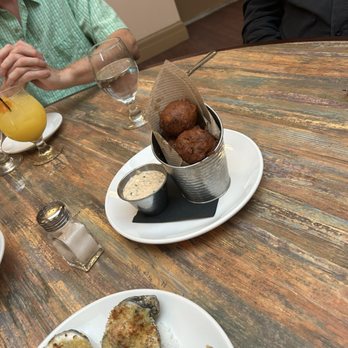 Graze on Main - Apps of oyster Rockafella, and corn fritters - Southern Near Me - Wytheville, Virginia