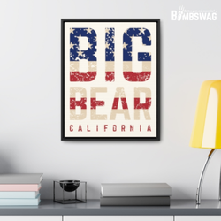 Bombswag Souvenirs - Big Bear, CA Patriotic Canvas. Wrapped Canvas with Wooden Frame