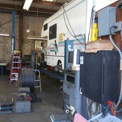 Monkey's RV & Auto Service - Closer view of alignment table, shop layout, and my RV
