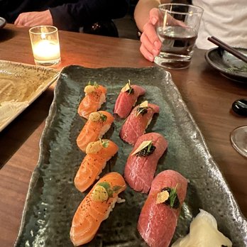 UNI - Sake salmon and otoro - Sushi Bars Near Me - Boston, Massachusetts UNI - Sake salmon and otoro - Sushi Bars Near Me - Boston, Massachusetts