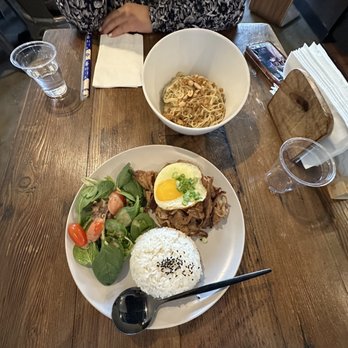 Hide Out Cafe - Dry Noodle BBQ Pork Belly w/Rice - Cafes Near Me - Rowland Heights, California