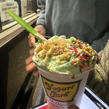 Yogurt Park - Small Pistachio Cream and Red Raspberry with rainbow mochi, cream cheese chunks, and sprinkles - Ice Cream & Frozen Yogurt Near Me - Berkeley, California Yogurt Park - Small Pistachio Cream and Red Raspberry with rainbow mochi, cream cheese chunks, and sprinkles - Ice Cream & Frozen Yogurt Near Me - Berkeley, California