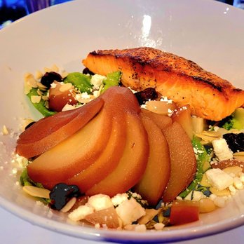 Nantuckets - Boston Bib Salad with poached pear, craisins, and feta cheese + add-on:  salmon - Seafood Near Me - Port Jefferson, New York