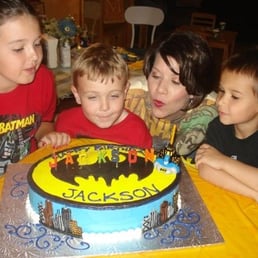 Batman themed party. The cake was perfect and everyone loved it Batman themed party. The cake was perfect and everyone loved it