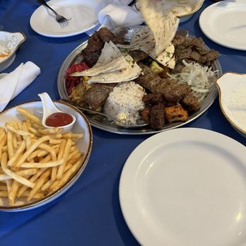 Ephesus Mediterranean Grill - Family platter with side of fries - Mediterranean Near Me - Dallas, Texas Ephesus Mediterranean Grill - Family platter with side of fries - Mediterranean Near Me - Dallas, Texas
