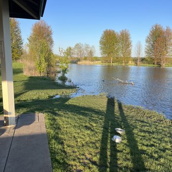 Batavia Bark Park - The pond, the water level is higher this summer but still not very deep. - Pets Near Me - Batavia, Illinois