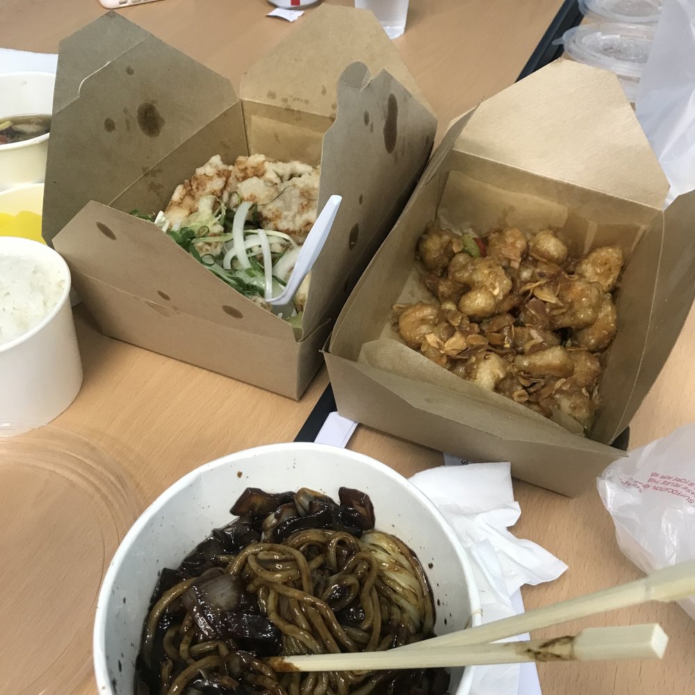 Chai Lan - #16 Deep fried pork salad (top left), #15 Deep fried chicken in hot pepper sauce (top right), #3 Black bean sauce noodles (bottom) - Chinese Near Me - Irvine, California Chai Lan - #16 Deep fried pork salad (top left), #15 Deep fried chicken in hot pepper sauce (top right), #3 Black bean sauce noodles (bottom) - Chinese Near Me - Irvine, California