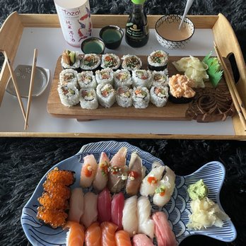 Oishii - Veggie roll, Philly and a bunch of different raw pieces. - Sushi Bars Near Me - Houston, Texas Oishii - Veggie roll, Philly and a bunch of different raw pieces. - Sushi Bars Near Me - Houston, Texas
