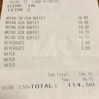 Golden Corral Buffet & Grill - The price per adult is $19.99. The price per child is $18.99. The price per soft drink is $2.69. Water is FREE! - Buffets Near Me - Tinley Park, Illinois Golden Corral Buffet & Grill - The price per adult is $19.99. The price per child is $18.99. The price per soft drink is $2.69. Water is FREE! - Buffets Near Me - Tinley Park, Illinois