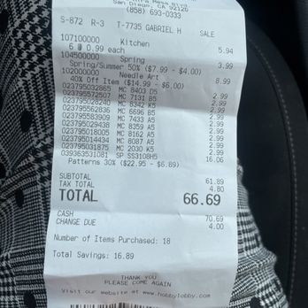 Hobby Lobby - The cashier he were nice only good I can say. - Fabric Stores Near Me - San Diego, California Hobby Lobby - The cashier he were nice only good I can say. - Fabric Stores Near Me - San Diego, California