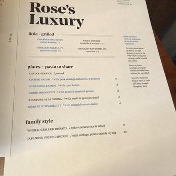 Rose's Luxury - Menu! - New American Near Me - Washington, DC, District of Columbia Rose's Luxury - Menu! - New American Near Me - Washington, DC, District of Columbia