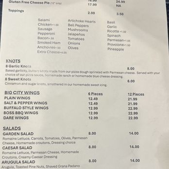 NY Pie - Menu (appetizers, salads) 2024 - Pizza Near Me - Santa Rosa, California