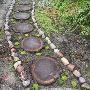 Speedy Gonzalez Landscapes - pathway made of tree stumps - Landscaping Near Me Speedy Gonzalez Landscapes - pathway made of tree stumps - Landscaping Near Me