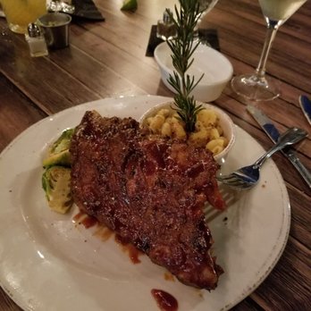 Oakside - Baby back ribs that fell off the bone with a delicious side of mac and cheese and brussel sprouts. Yummy! - Seafood Near Me - Big Bear Lake, California