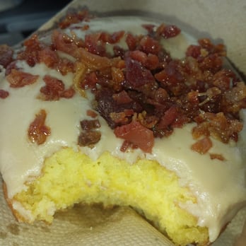 Duck Donuts - Maple glazed with bacon. Light, warm, fluffy and not uber sweet. :) - Donuts Near Me - Cary, North Carolina Duck Donuts - Maple glazed with bacon. Light, warm, fluffy and not uber sweet. :) - Donuts Near Me - Cary, North Carolina