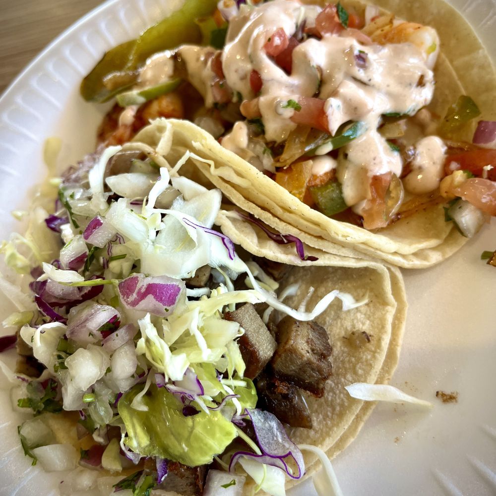 Lengua and shrimp tacos Lengua and shrimp tacos