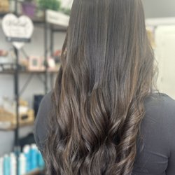Studio23 - Soft balayage to add dimension. First session coming from black box dye.
