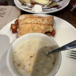 Chicken Parisien and potato soup