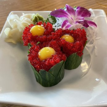Kabuki - Tobiko with quail eggs! Yummy and so beautiful - Sushi Bars Near Me - Wellington, Florida