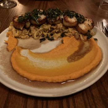 Waterman Grille - Scallops with Apple Kraut and Sweet Potato Purée - New American Near Me - Providence, Rhode Island Waterman Grille - Scallops with Apple Kraut and Sweet Potato Purée - New American Near Me - Providence, Rhode Island