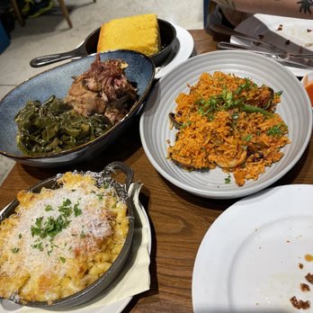 COMMUNION Restaurant and Bar - Jambalaya, Mac n cheese, colllard greens with meat - Soup Near Me - Seattle, Washington