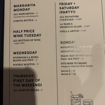 Earls Kitchen + Bar - Happy Hour Menu (drinks) - New American Near Me - Miami, Florida