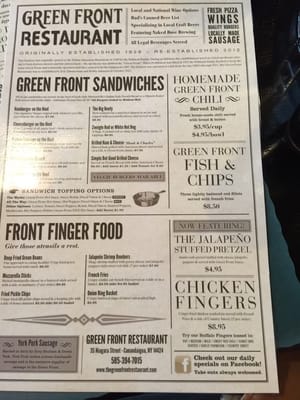 Menu photo 7 Green Front Restaurant Canandaigua, NY