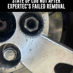 The state of the lugnut after ExperTec's Failed Removal.