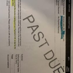 Defiance Lawn Care and Snow Removal - Final bill showing fraudulent claims that he performed two services he did not do.